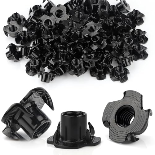 Mbsomnus M10 x 13 mm Tuercas para Madera 30 Piezas Tuercas en T con 4 Puntas de Impacto de Acero Galvanizado para Madera Tableros Muebles Rocódromos Y Bricolaje