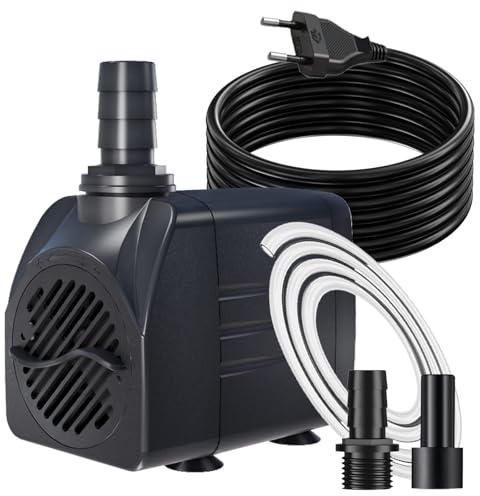 Bomba de Agua Sumergible 16W 800L/H, Cable Súper Largo de 3m, Protección contra Sobrecalentamiento, Ultra Silenciosa para Acuarios, Estanques, Pecera, Jardín, Hidroponía y Fuentes (Negro)