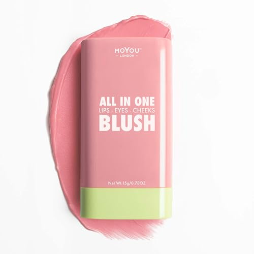 MOYOU LONDON All-In-One Blush Stick – 3-in-1 Makeup for Lips, Cheeks & Eyes, Hydrating, Natural Finish, Vegan, Travel-Friendly, Long-Lasting Colour, Light Pink