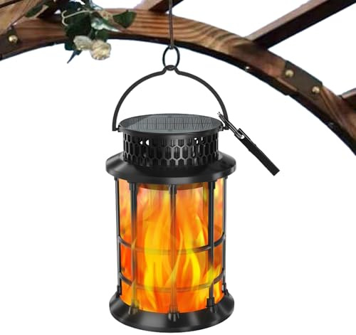 Solar Flame Lantern, Waterproof Sun Powered Lights, 4.72x4.72x7.09 Inches Elegant & Lightweight Design, Energy Efficient Lamp for Garden Porch Pathway Backyard Tree Patio Outdoors