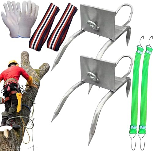Ramponi da Arrampicata sugli Alberi - Attrezzatura per Scalare Alberi Scarpe Artiglio Gatto - Attrezzatura Sicura per Adulti e Adolescenti per Raccolta Frutta e Lavori Forestali
