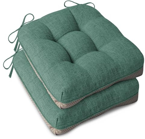 AddGrace Extra Thick Chair Cushions for Dining Chairs 40cm Set of 4 | Non-Slip Kitchen Seat Cushion, Soft Dining Cushion, for Indoor Office , with 11 Inch Ties, 10 cm Thick