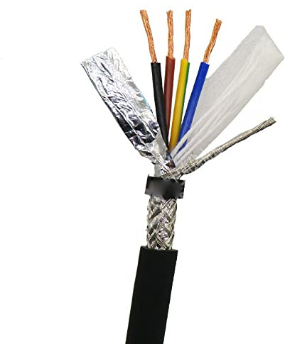 Doppio intreccio multi-core, Cavo for catena portacavi schermato TRVVP a 4 conduttori nero 0,3-1 mm2(4 core 0.5mm2)