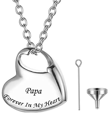 Collar de urna de cremación funeraria para cenizas, colgante en forma de corazón para siempre en mi corazón, recuerdo de recuerdo, medallones para mujeres y hombres, cenizas