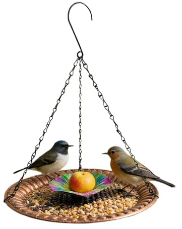 Duqulle Bebederos para Aves de Exterior | Fuente Decorativa de Metal para Agua - Fuente de Jardín de Hierro con Gancho | para Ventana, Jardín, Patio, Terraza, Balcón, Barandilla, Porche, Árbol,