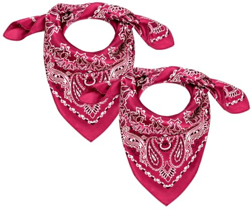Bandana för kvinnor och män, set om 2 – röd halsduk 70 x 70 cm, Paisley-huvudduk som hårband, bandana, duk och unisex tillbehör för vardagen, resor och utomhus