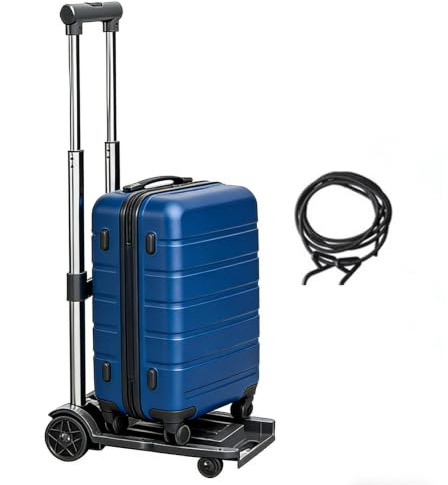 Hopfällbar säckkärra – hopfälld, 43 x 23 cm, 1 500 G (100 kg last), transportvagn med rem | bärbar bagagevagn, robust universalkärra, matkorgtransportör för ris