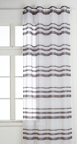 09372-8-AL Home Maison-Tenda Dritta, in stamigna a Righe Orizzontali con Occhielli, 140 x 240 cm, Grafite, 140 x 240