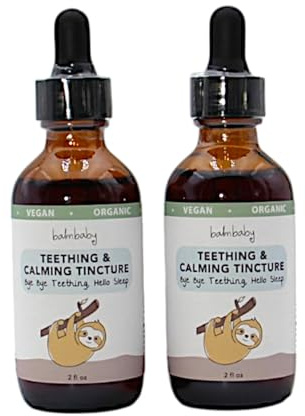 Balm Baby Natural & Organic Baby Teething & Calming Tincture - Calms, Soothes Gums and Discomfort – Vegan - Glass Bottle with Glass Dropper (2-PK)