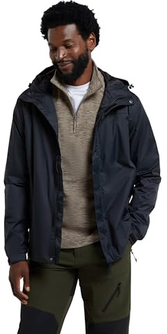 Mountain Warehouse Torrent Mens Waterproof Rain Jacket - Waterproof & Lightweight Raincoat with Taped Seams, Zipped Pockets - Spring Summer Travelling & Outdoors Black 4XL