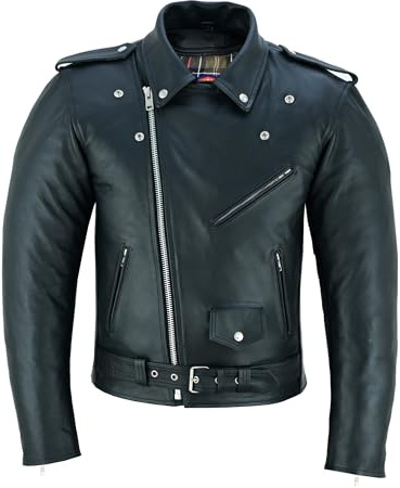 warrior gears Chaqueta de cuero para motocicleta Brando para hombre, chaqueta de moto de turismo con protección de armadura CE genuina para motociclistas, Negro - 4XL