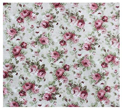 Russo Tessuti Tessuto Cotone Fiorellino Provenzale Fiore Piccolo Rosa Rosellina Scampoli-Rosa Antico-135x280 cm
