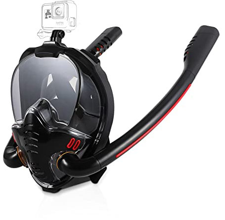 OLYSPM Schnorchelmaske Tauchmaske Vollmaske,Doppelschlauch-Kreislaufsystem zur Atmungstrennung,Anti-Fog Anti-Leck Tauchmaske kinder