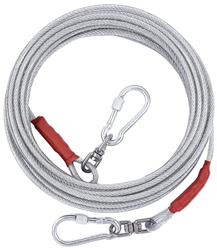 Cable de amarre para perros de hasta 125/250 libras, correa y cadenas de 10/20/30/50 pies de largo, cable de corredor para perros pequeños y grandes para patio, línea de plomo resistente para