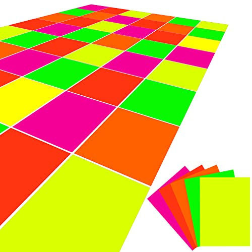 40 hojas de papel de neón para decoración de fiesta, suministros de fiesta de neón, cartulina, luz negra UV en la oscuridad para pista de baile, fluorescente, cumpleaños, boda, fiesta, recuerdos, 5