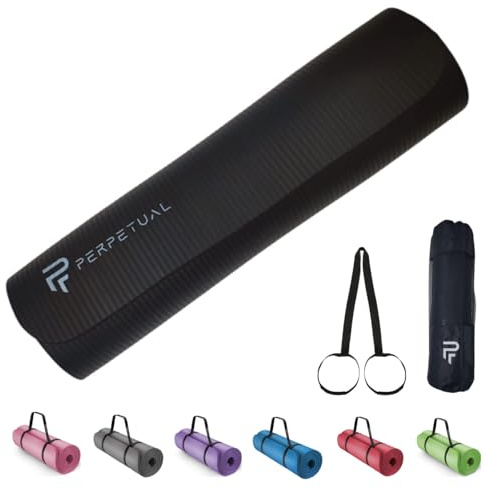 PERPETUAL Esterilla de Yoga y Pilates 10/15mm - Mat Antideslizante - Con Correa y Bolsa de Transporte - Colchoneta Gruesa y Plegable - Hombre/Mujer - Gimnasia, Fitness y Ejercicios - Gimnasio en Casa