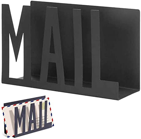 KAYLRE Porte-Courrier Trieuse de Lettres en Métal Noir Organisateur de Découpe de Courrier Support de Document de Lettre de Courrier avec pour Bureau Maison Bureau École