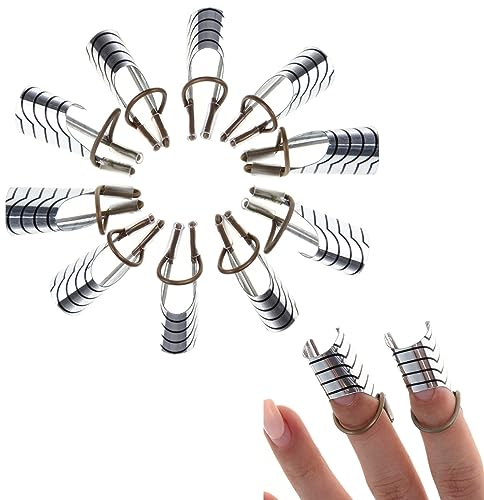 SURALIN 10 Stück Nagel Schablone, Nagel Verlängerung, Modellier Schablonen, Nagelschablonen Wiederverwendbar, Silber Nagelform, UV Gel Nagel Schablonen