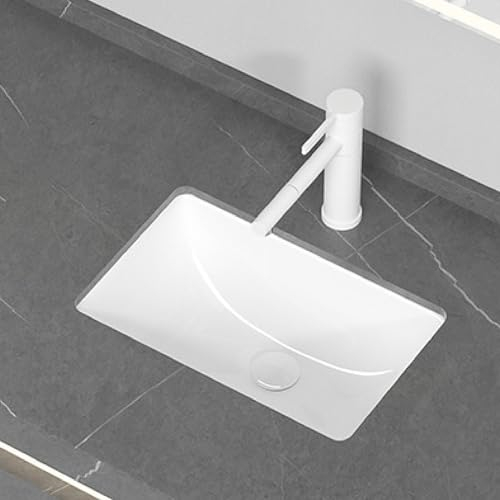 WYRMB Badezimmer-Waschbecken, Keramikwaschbecken, quadratisches Unterbauwaschbecken, eingebettetes Waschbecken für Balkon, Haus, Garten, Bars, Toilette, Hotel, Wohnmobil (weiß, 41 x