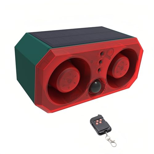 Lancoon rörelsesensor för utomhusbruk, hög effekt, dubbla horn vattentät med rörelsedetektor, ljus, infraröd sensor, blinkande rött ljus, djuravvisare, försvarare, råtta, råtta, hjort, tvättbjörn