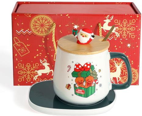 Christmas Coffee Mug, Christmas Mug USB Cup Warmer Set, Christmas Mug, Hot Chocolate Mug, 400 ml Christmas Cups, Cup Warmer for Desk, Mug Gift Set, Christmas Crockery