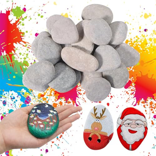 Mein Herz 16 Pcs Pierre à Peindre,Cailloux pour Peinture Pierre de rivière Naturelle 5-8cm Galets Peints,Pierres Plates Pierres Plates pour la Peinture, Les Arts, l'artisanat, la décoration de Jardin