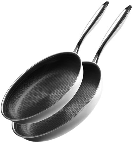 Onyx Cookware Pfannenset 24+28 cm | Beschichtete Pfannen Induktion | Bratpfanne für alle Herdarten | Kratzfeste Antihaft-Oberfläche | 3-Schicht Edelstahl/Aluminium | Ofenfest bis 260°C | PFAS-frei