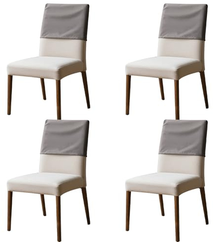 4Pcs Dining Chair Back Covers Elastic Polyester Chair Back Protective Cover Waterproof Dustproof Backrest Slipcover Washable Removable Chair Protector for Banquet Kitchen Party Hotel(Small,Grey)