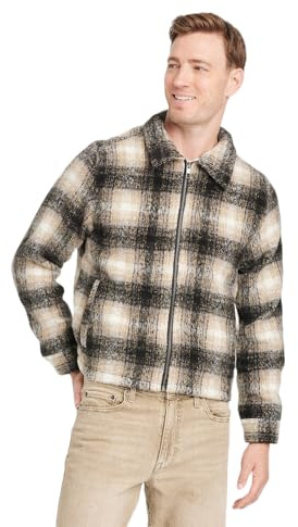 Goodfellow & Co Men's Harrington Bomber Jacket - (US, Alpha, X-Large, Regular, Regular, Plaid Black)