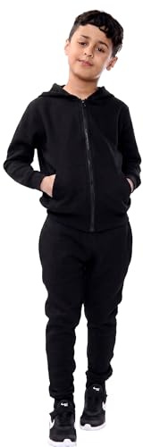 FAIRY BOUTIQUE Tuta da ginnastica per bambini e bambine, tinta unita, per il ritorno a scuola - Tuta da ginnastica scolastica per bambini con cerniera, felpa con cappuccio, top e pantaloni, taglia 5
