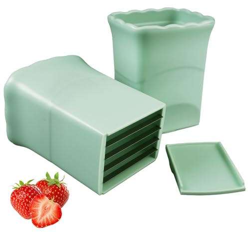 2 Piezas Cortador de Tazas, Cortador de Fruta de Acero Inoxidable, Cortadors de Fresas, cortador Tazas Frutas Multifuncional, Preparación Rápida para Fresas, Plátanos, Huevos, Ensalada Frutas, Verdura