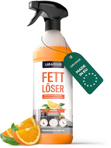 Lab4House | Fettlöser 1000 ml Spray | kraftvoll gegen Fett, Öl & Eingebranntes | für Küche, Kleidung, Werkstatt & Haushalt | Orangenduft – biologisch abbaubar