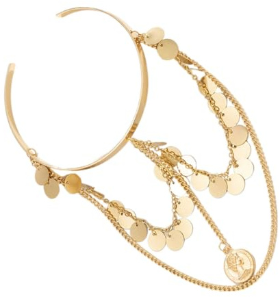 AKOOSY Bracelet Manchette en Métal Doré, Chaîne Bras Femme, Bijou de Bras Ouvert, Ajustable, Mode Ethnique, pour Femmes, Style Punk, Taille 12,5 Cm, Accessoire de Soirée et Quotidien