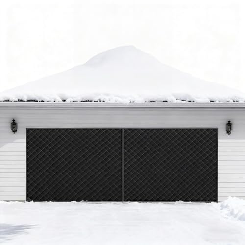 Rideau Isolant Thermique Magnétique pour Porte de Garage, Écran de Porte d’Hiver, Kit d’Isolation Garages avec Coton Épais, Protection Contre le Froid en Tissu Oxford(Black,274x213 cm)