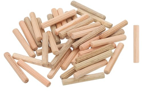 QUARKZMAN 200 Piezas De Clavijas De Madera De 1/4x1-9/16 (6mmx40mm), Clavijas De Madera Con Ranuras Y Extremos Biselados, Tacos De Madera Dura Para Muebles Y Manualidades DIY