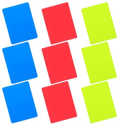 POPETPOP Lot de 9 Set de Cartes d'Arbitre en PVC Épais Rouge Jaune et Bleu Jeu de Cartes de Pénalité Multicolores pour Arbitres de Football Compétition Sportive et Entraînement