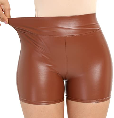 Generico Pantaloni in Pelle Donna 2023 Modelli per Serata e Sportivi Casual con Tasca (Coffee, M)