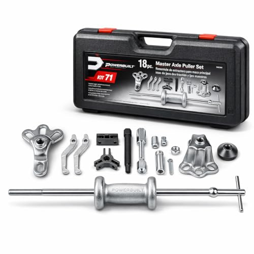 Powerbuilt verktygssats för glidhammardragare, käkdragare, ta bort biltätningar och lager, fram- och bakhjulsfordon – 940369, silver