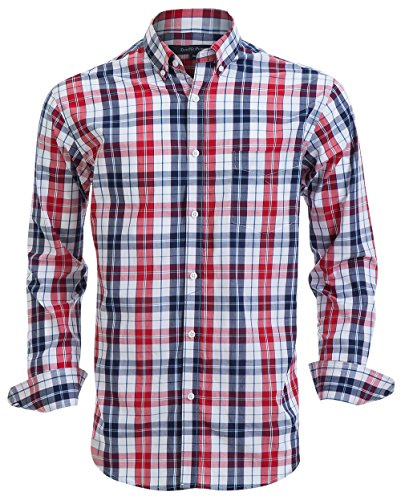 Double Pump Mens Button Down Shirts Cotton Long Sleeve Shirts Regular Fit (SL02A,XL)