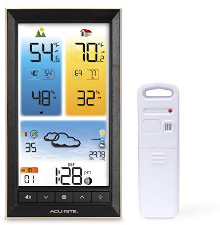 AcuRite Home Weather Station with Vertical Full-Color Display, Wireless Outdoor Thermometer for Indoor/Outdoor Temperature and Humidity (01201M)