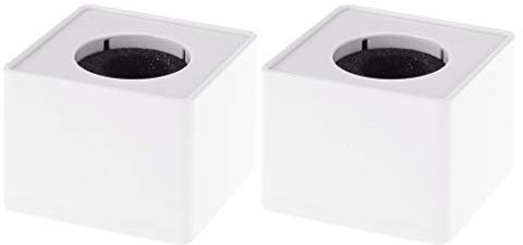 STOBOK 2 Pcs Microphone Flag Station Portable Square Cube Interview Mic Microphone Logo Flag Station Equipment, ABS Material, White