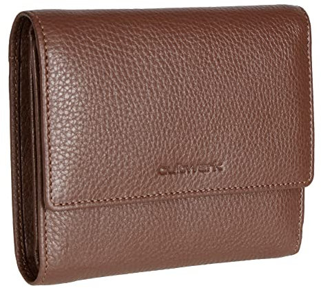 BROWN BEAR Überschlag Geldbörse Damen Leder Braun RFID-Schutz mit Münzfach - Echtleder Portemonnaie groß viele Fächer - City Geldbeutel Cultwerk VII