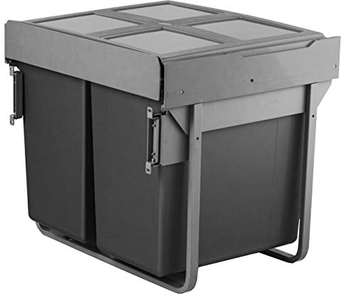 Handle & Home 90 Litre Dark Grey Base Mounted Bin for 600mm Cabinet (2x45L)