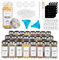 25 Pack Spice Jars with Square Stainless Steel Lids, 120ml Kitchen Spice Containers with Label , Pen, Hose Brush, 2 Silicone Funnels, for Home Kitchen Spice, Seasonings, Condiments, Herbs Storage