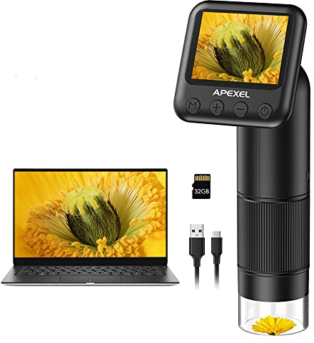 APEXEL fickmikroskop för barn, handdigitalt mikroskop med objekthållare, 800 x minimikroskop, bärbar USB-mikroskopkamera