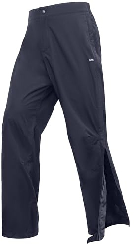 33,000ft Pantaloni da uomo impermeabili da pioggia con zip completa, pantaloni da escursionismo traspiranti a 2 strati, pantaloni da bicicletta, pantaloni outdoor funzionali con tasche, Blu scuro, L
