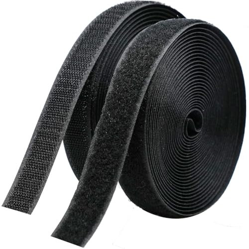 Rubans Adhésifs 8M avec 20mm largeur,Bande Agrippantes Adhésives,Ruban Scratch Hook Loop Bande Adhésives Autoadhé pour Tous Les Types D'installations Cadre Photo (crochet de 8 m + boucle de 8 m,Noir)