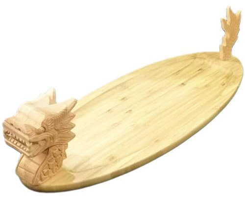Abbdbd Plato De Barco Dragón Sashimi, Barco De Sushi De Bambú, Vajilla De Madera para Sushi, Bandeja para Servir Barco De Sushi para Restaurante De Sushi