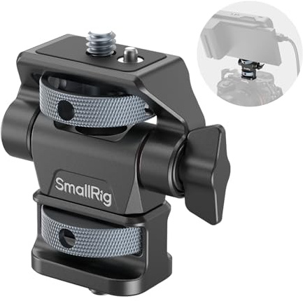 SMALLRIG Support Moniteur de Caméra Réglable, Pivotant à 360 ° et Inclinable à 180°, avec Vis 1/4, Broches de Positionnement Rebondissantes, Conception Anti-Torsion, pour Moniteurs - 4886
