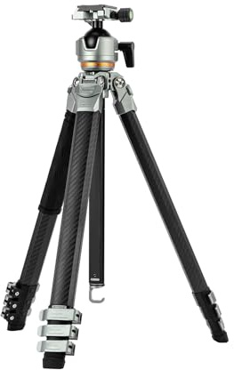 Fotopro Kompakt kolfiberstativ, 60 tum profilben bärbart resestativ, professionella tunga stativ max belastning 20 kg med superstort kulhuvud väderbeständig väska, Fotopro Origin Plus